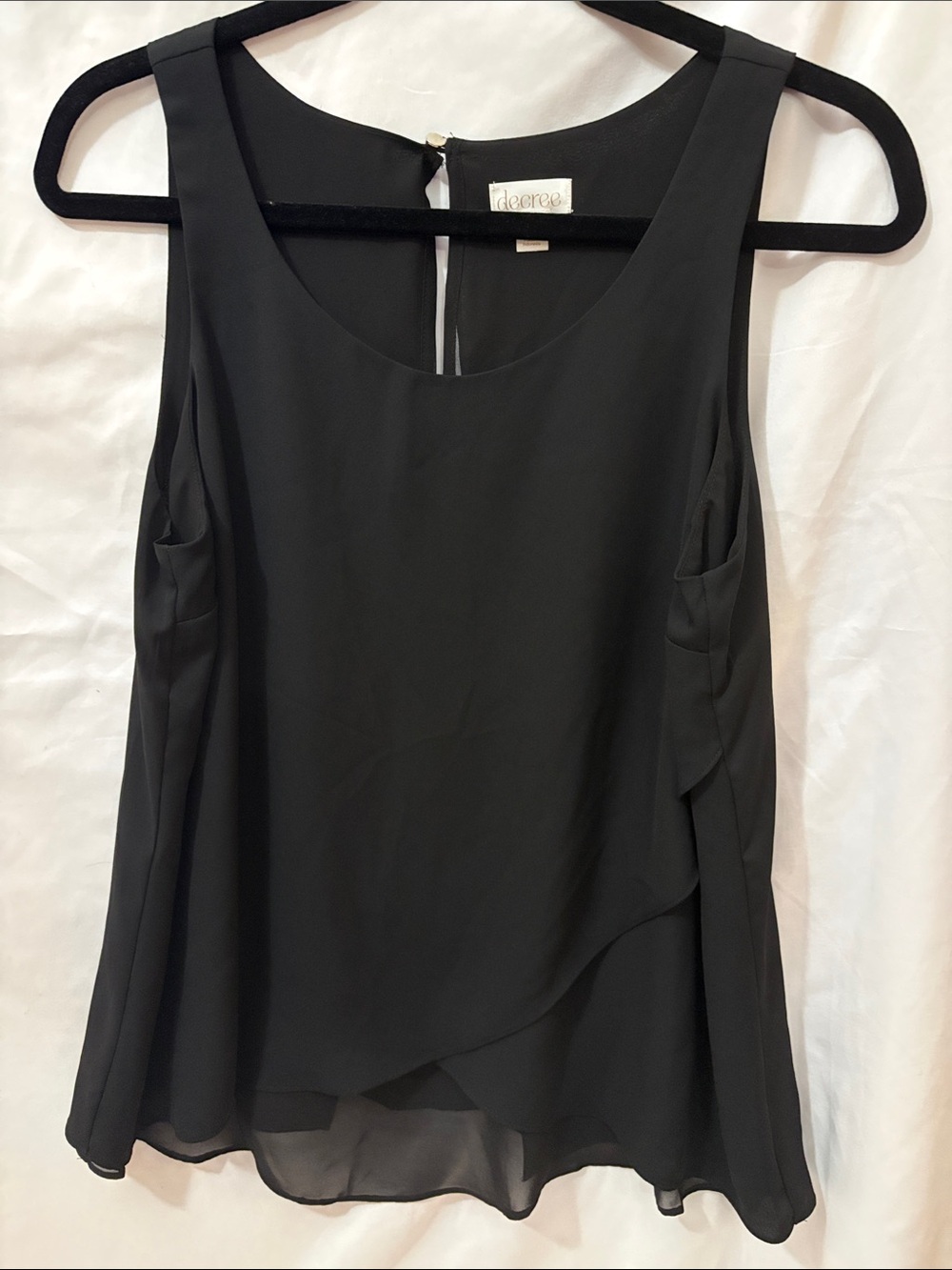 Decree Black Layered Chiffon Scoop Neck Camisole